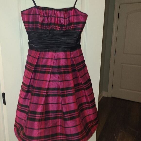 Morgan & Co Pink Plaid Taffeta Y2k Dress - Picture 5 of 14